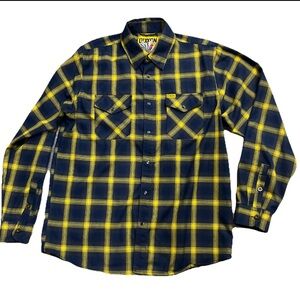 Dixxon pearl snap flannel blue and yellow size large